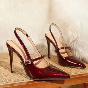 Elegant Burgundy Slingback Heels